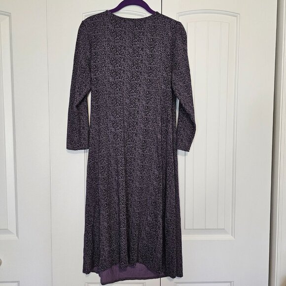 Women's Talbots Chevron Print Faux Wrap Dress Purple/Black Size‎ L - Picture 2 of 6